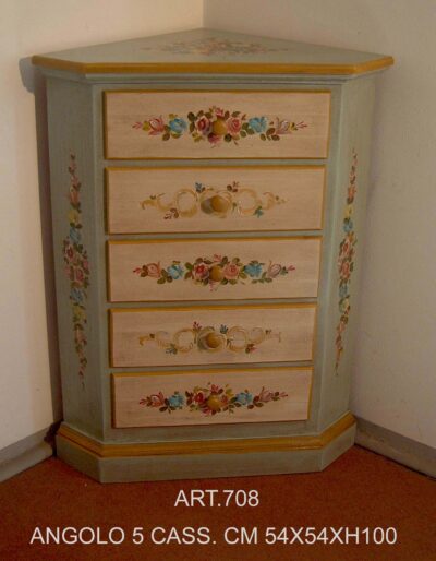 Corner cabinet with 5 drawers