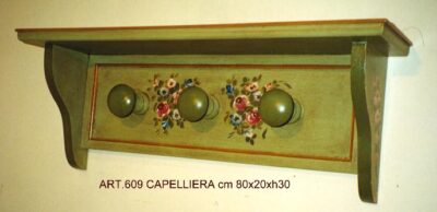 Porta vestiti con cappelliera da parete 3 pomoli legno.