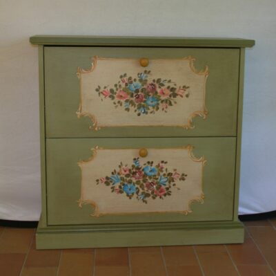 Shoe cupboard 2 flap doors hand decorated