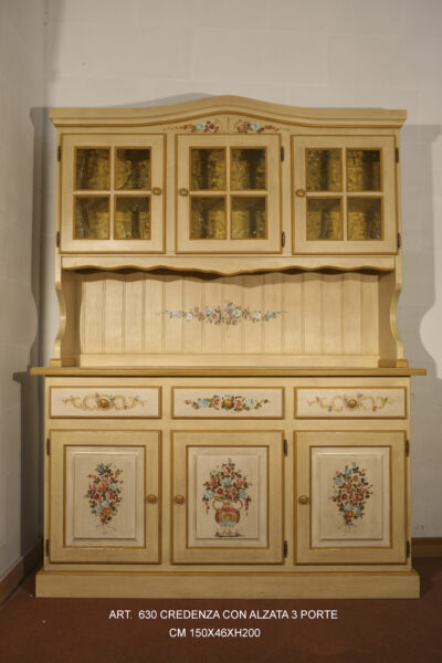 Credenza 3 porte 3 cassetti con alzata a vetri